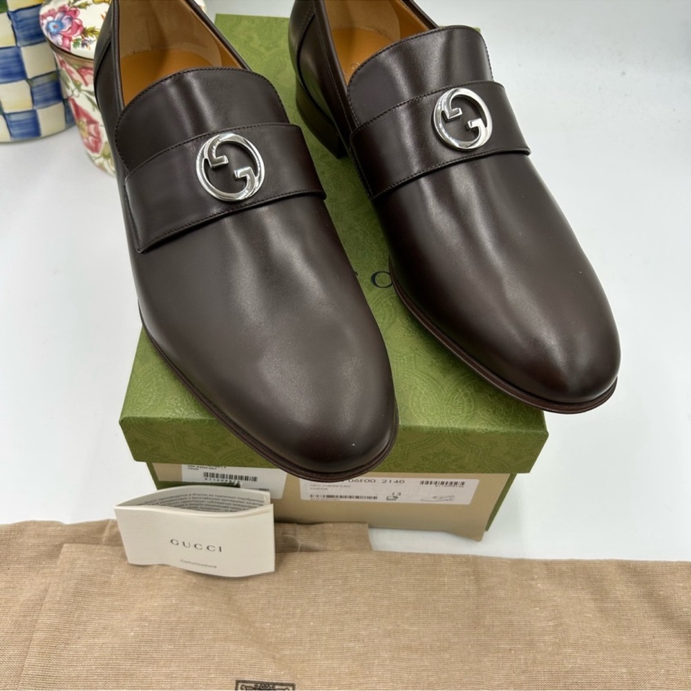 Men’s Gucci interlocking G leather loafer size 13 made in Italy - Picture 6 of 9